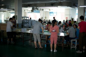 Assembly lines on the Manual Work floor of the bindery.